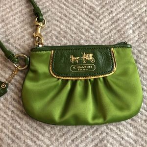 Green Coach Wristlet Wallet Satin